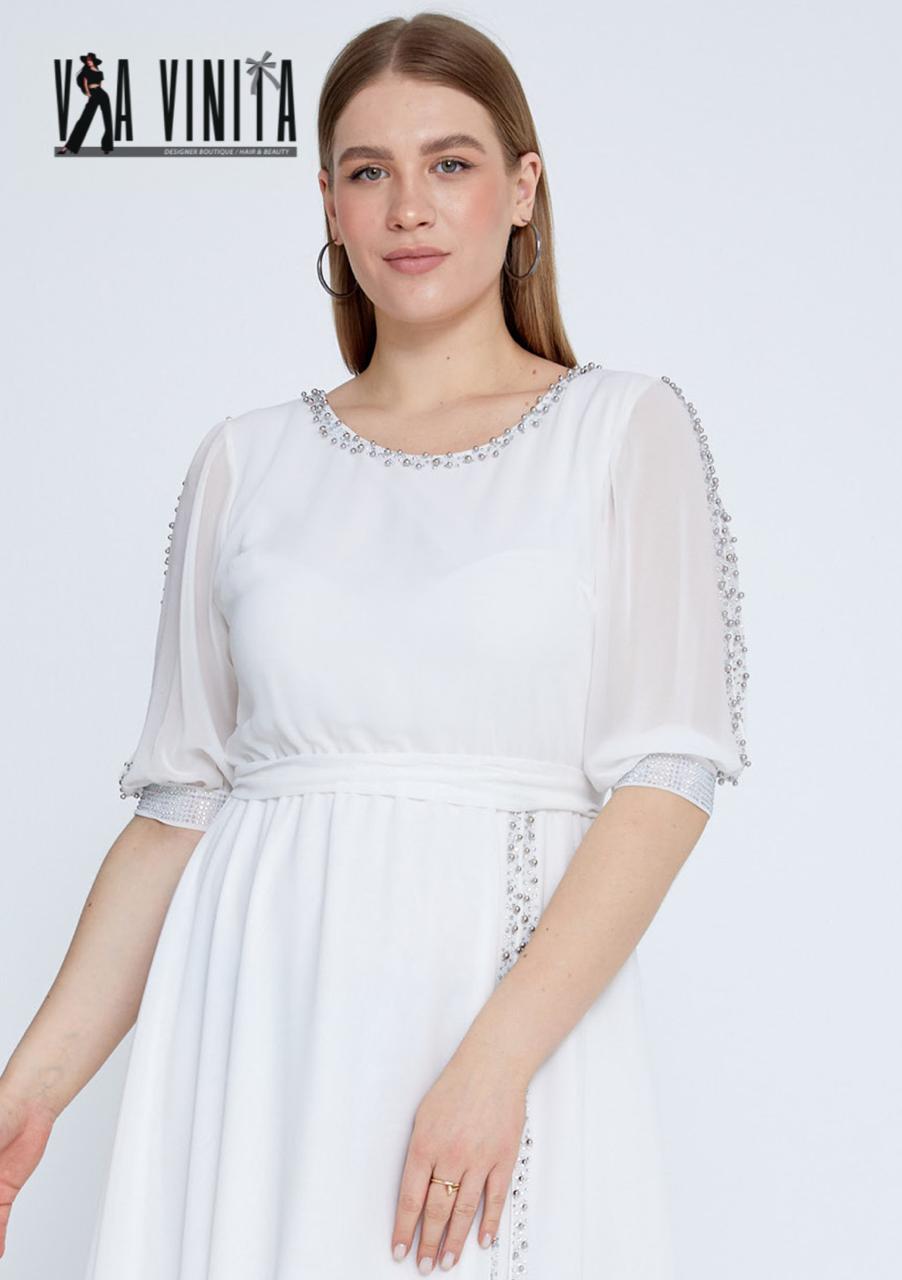 Pearlescent White Midi Dress